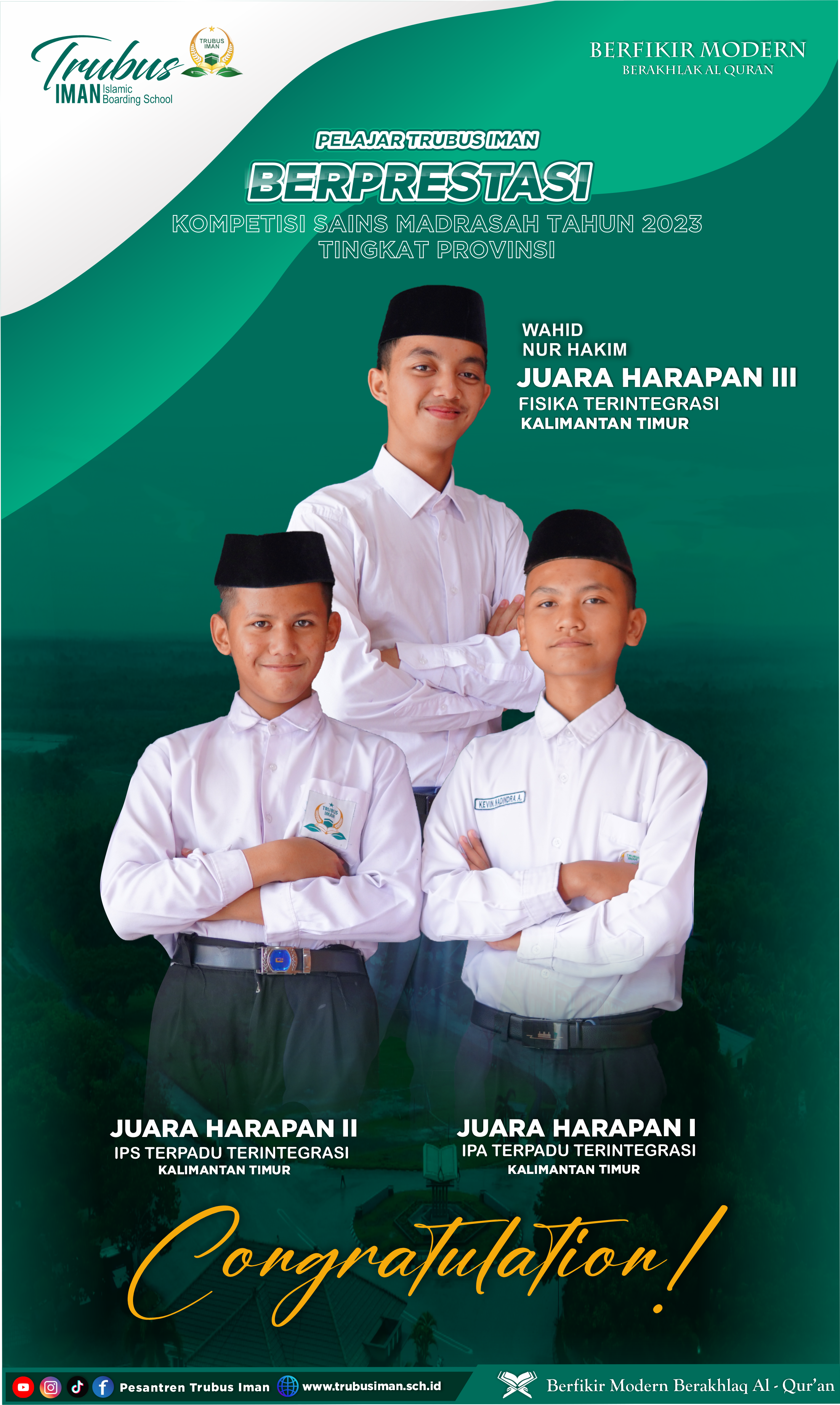 Santri Trubus Iman Menjuarai Kompetisi Sains Madrasah Tingkat Provinsi Kalimantan Timur